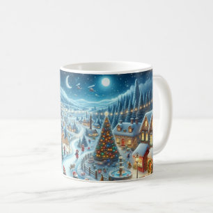 Christmas Village Snowy Scene Painting Coffee Mug