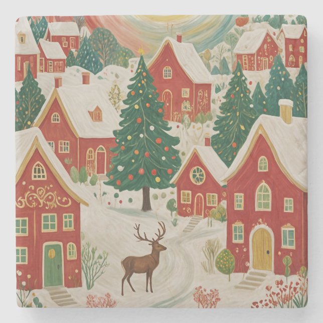 Christmas Village Stone Coaster (Front)