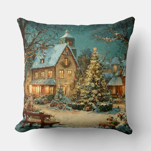 Christmas Village Throw Pillow (Front)