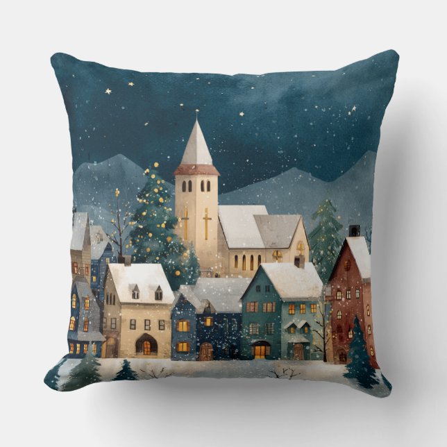 Christmas Village Throw Pillow (Front)