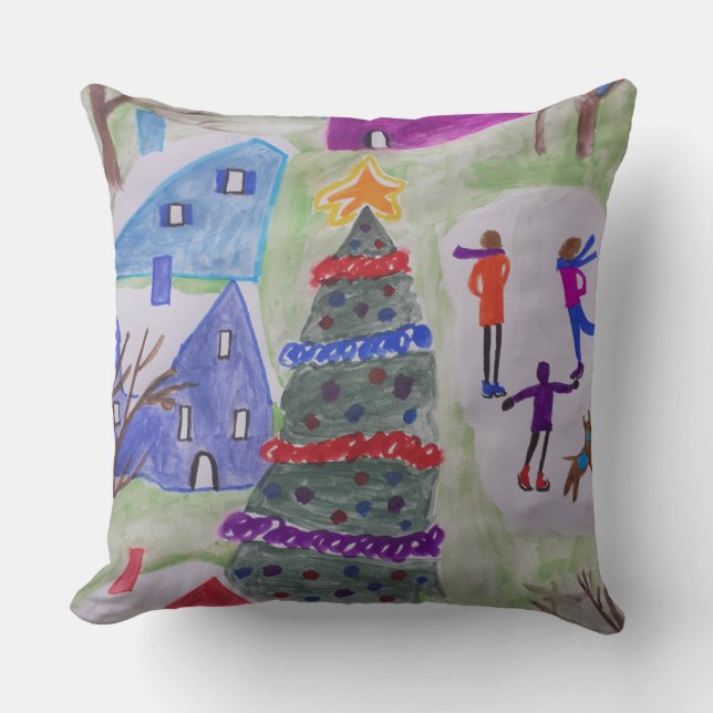 Christmas Village Throw Pillow (Front)