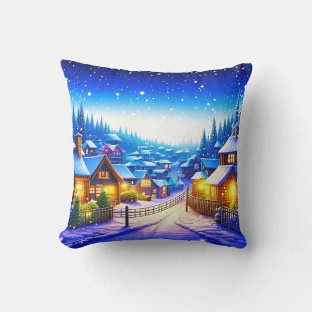 Christmas village throw pillow (Front)