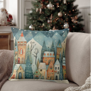 Christmas Village Throw Pillow