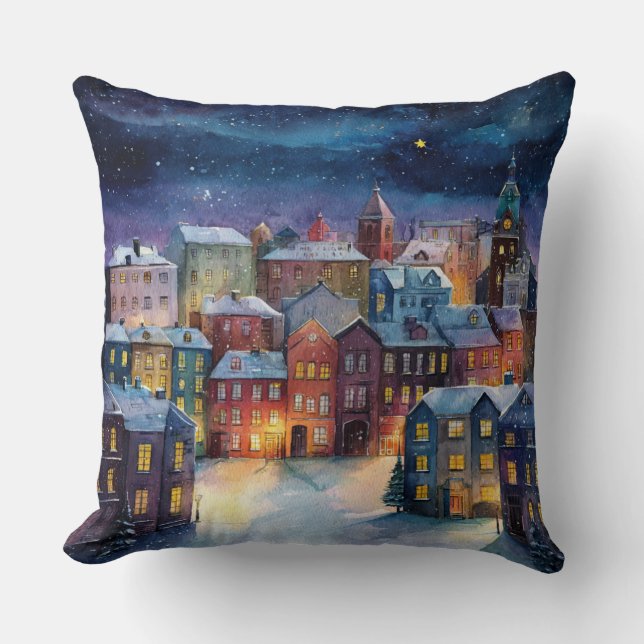 Christmas Village Throw Pillow (Front)