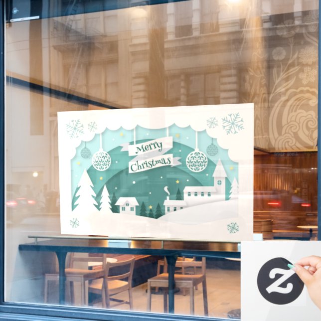 Christmas Village  Window Cling (Cafe Window)