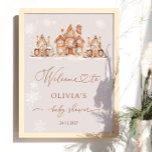 Christmas Village Winter Baby Shower Welcome Poster<br><div class="desc">The Christmas Village Winter Baby Shower Welcome Poster has a warm and cozy holiday theme. It shows a cute village scene with small houses decorated for Christmas, surrounded by snowy trees and snowflakes, creating a welcoming winter vibe. The colours are soft and festive to match the Christmas season. The words...</div>
