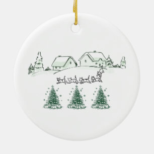 Christmas Village Winter Wonderland Christmas Orna Ceramic Ornament