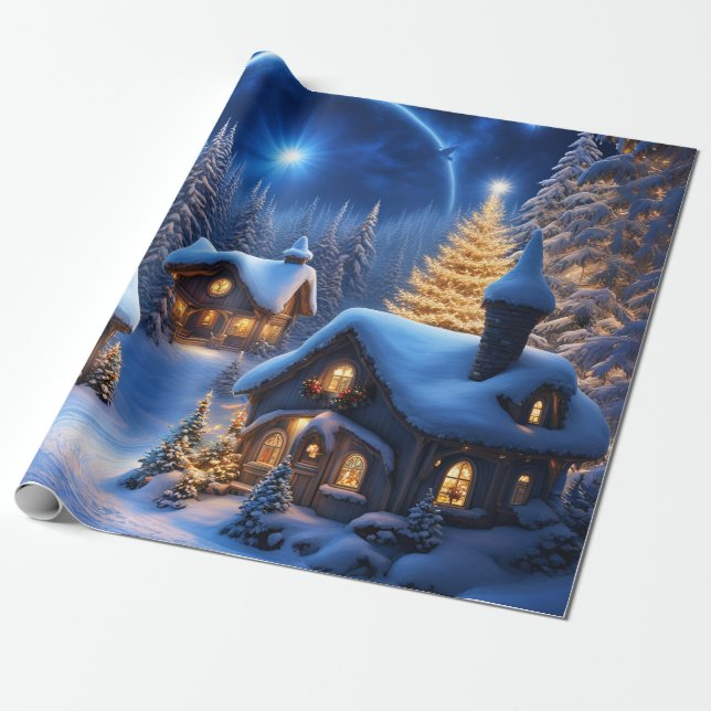 Christmas Village Wrapping Paper (Unrolled)