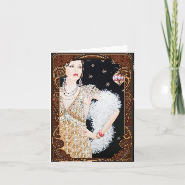 Christmas Vintage 1920s Flapper Holiday Card  (Front)
