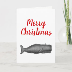 Christmas Vintage 19th Century Stylized Whale #1 N Holiday Card