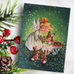 Christmas Vintage Angel Girl Feeding Animals Holiday Card<br><div class="desc">Christmas Vintage Angel Girl Feeding Animals Holiday Card.</div>