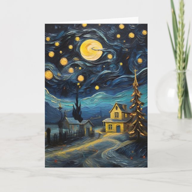  Christmas Vintage Art Inspired by Van Gogh Card (Front)