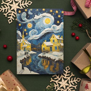 Christmas Vintage Art Inspired by Van Gogh Holiday Card