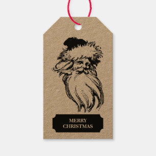 Christmas Vintage Black White Santa Claus Gift Tags