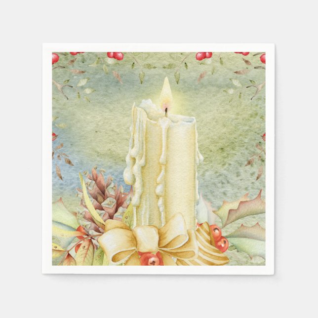 Christmas vintage candle napkin (Front)