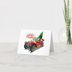 Christmas vintage car thank you card