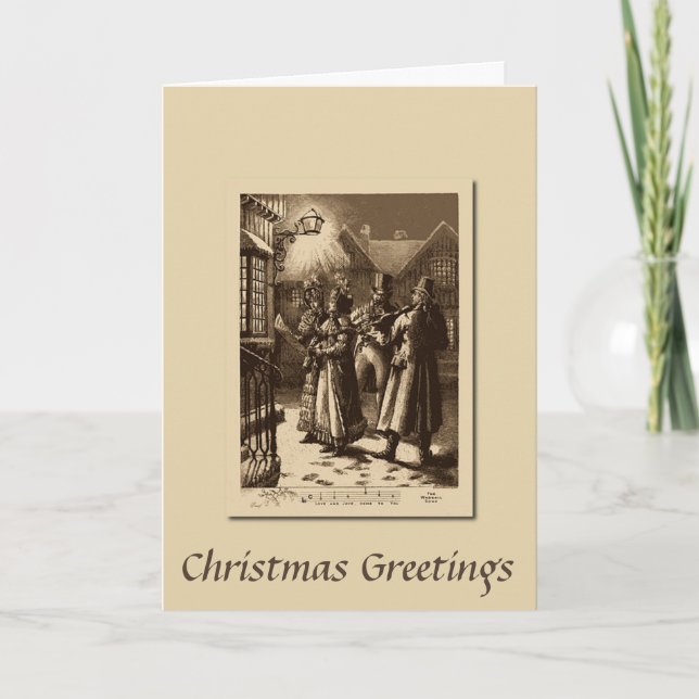 Christmas Vintage Carol Singers and Musicians Card (Front)