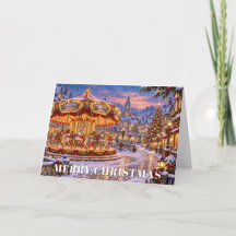 Christmas Vintage Carousel Snowy Village