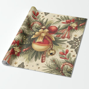 Christmas Vintage Cheer Pattern Wrapping Paper