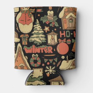 Christmas Vintage Decorative Set Can Cooler