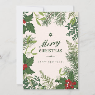 Christmas Vintage Floral   Photo Holiday Card