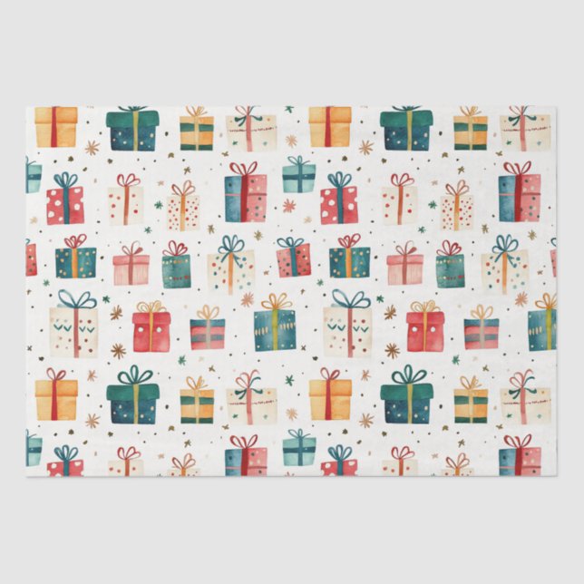 Christmas Vintage Gift Packages Tissue Paper (Front)