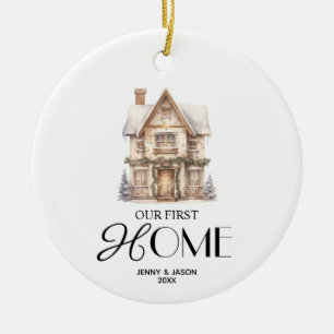 Christmas Vintage House Couples Our First Home Ceramic Ornament
