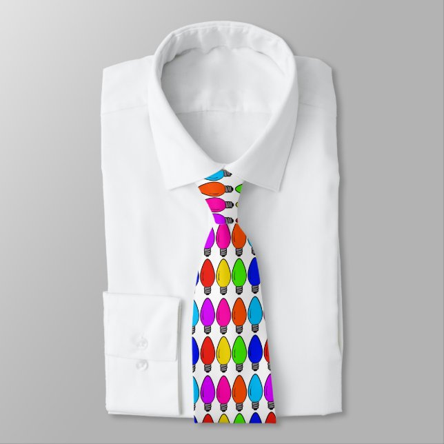 Christmas Vintage Lightbulbs Neck Tie (Tied)