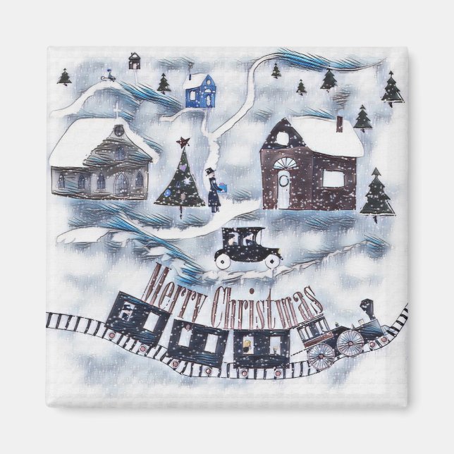 Christmas , Vintage Magnet (Front)