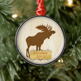 Christmas Vintage Moose Metal Ornament