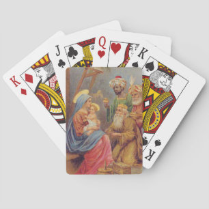Christmas Vintage Nativity Jesus Illustration Playing Cards