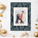 Christmas Vintage Navy Greenery Two Vertical Photo Holiday Card<br><div class="desc">Send warm holiday wishes with a touch of timeless charm with this Christmas Vintage Navy Greenery Holiday Card. Featuring a deep navy background adorned with elegant greenery accents and space for two vertical photos, this card beautifully combines classic holiday elements with a vintage feel. Perfect for sharing your cherished memories...</div>
