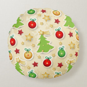 Christmas Vintage Pattern Round Pillow
