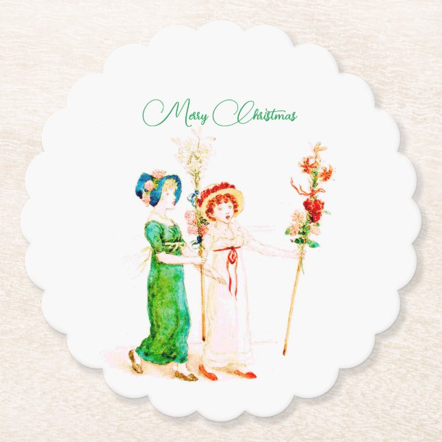 Christmas vintage personalized paper coaster (Front)
