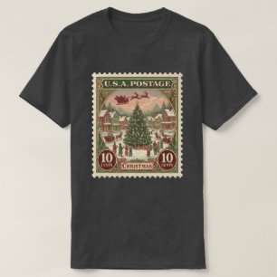 Christmas Vintage Postage Stamp T-Shirt