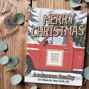Christmas Vintage Red Truck Business Square Logo Card