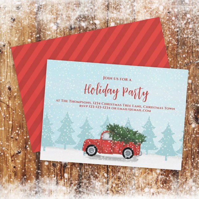 Christmas Vintage Red Truck Rustic Winter Party  Invitation (Creator Uploaded)