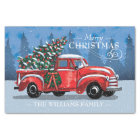 Christmas Vintage Red Truck Snow Scene Family Name