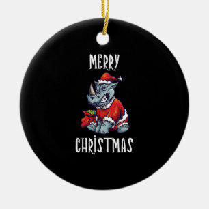 Christmas Vintage Rhino Retro Ceramic Ornament