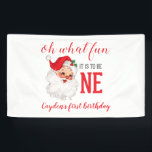 Christmas Vintage Santa First Birthday Banner<br><div class="desc">Oh what fun,  it is to be One! Christmas Vintage Santa first birthday party.</div>