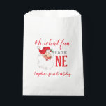 Christmas Vintage Santa First Birthday Favour Bag<br><div class="desc">Oh what fun,  it is to be One! Christmas Vintage Santa first birthday party.</div>