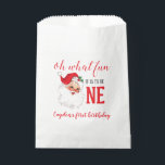 Christmas Vintage Santa First Birthday Favour Bag<br><div class="desc">Oh what fun,  it is to be One! Christmas Vintage Santa first birthday party.</div>