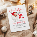 Christmas Vintage Santa First Birthday Invitation<br><div class="desc">Oh what fun,  it is to be One! Christmas vintage Santa first birthday party invitation.</div>