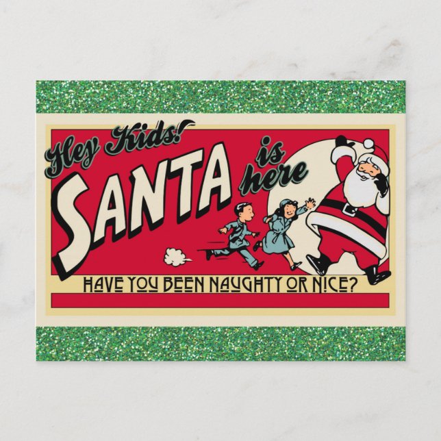 Christmas Vintage Santa Naughty Or Nice Postcard (Front)