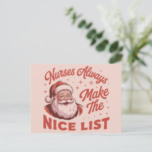 Christmas Vintage Santa Nurses Make the Nice List  Holiday Postcard