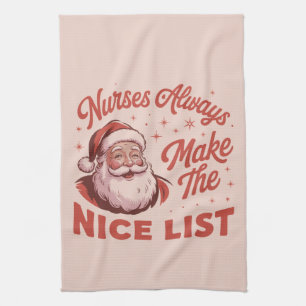 Christmas Vintage Santa Nurses Make the Nice List  Kitchen Towel