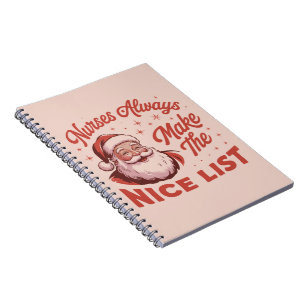 Christmas Vintage Santa Nurses Make the Nice List  Notebook