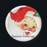Christmas, Vintage Santa Seasons Greetings  Paper Plate<br><div class="desc">Christmas Paper Plates Something for everyone offers customized personalized items especially for you designed to enhance the beauty of your home or a loved one. This uniquely designed wrapping paper will impress your friends and family. It will make your holiday gift wrapping amazing. Children will enjoy opening their Christmas gifts...</div>