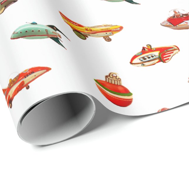 Christmas Vintage Science Fiction Toys Wrapping Paper (Roll Corner)