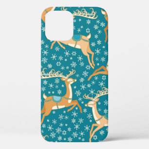 Christmas vintage seamless pattern with reindeer. iPhone 12 case